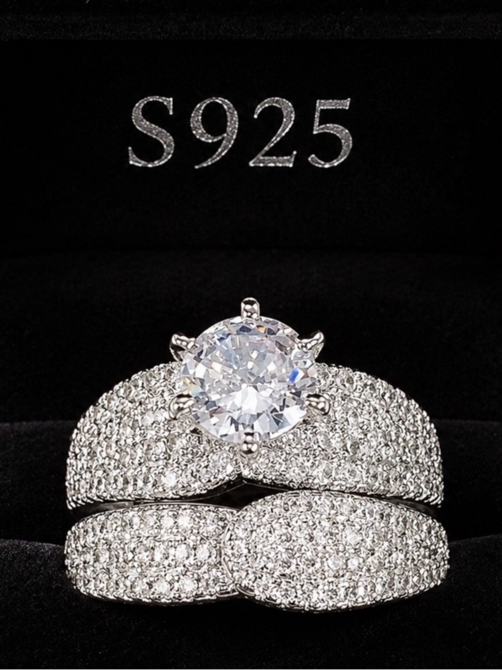 S925 Sterling Silver CZ  Infinity Bridal Ring Set | Sz 10